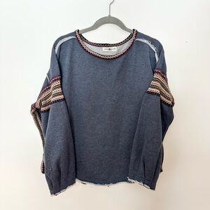 NATURAL LIFE Blue Top with Purple and Pink Trim